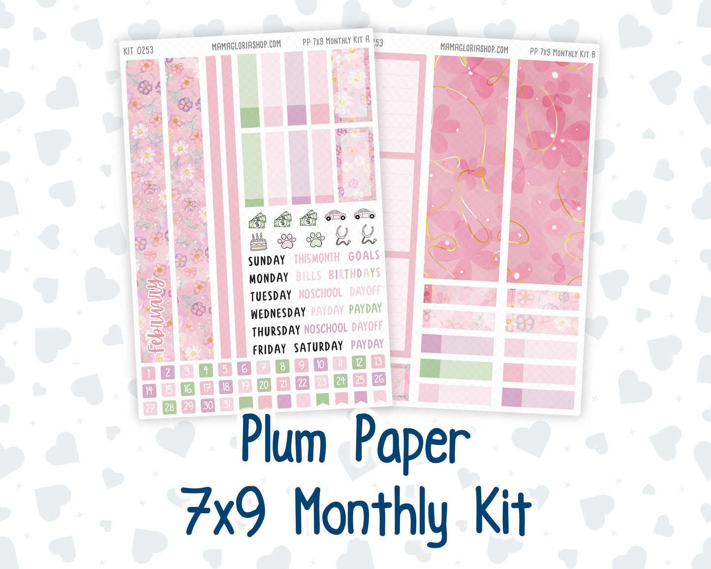 Kit 0253 - 7x9 - Plum Paper - Monthly Kit - February - Rosy Daydreams