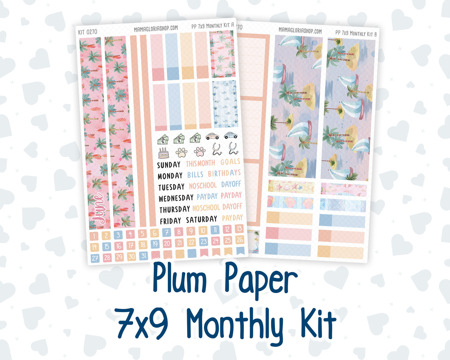 Kit 0270 - 7x9 - Plum Paper - Monthly Kit - June - Beachside Bliss