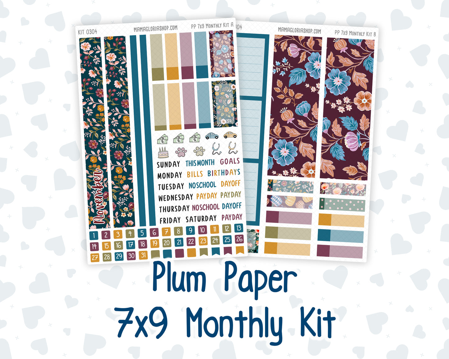 Kit 0304 - 7x9 - Plum Paper - Monthly Kit - November - Autumn In Bloom