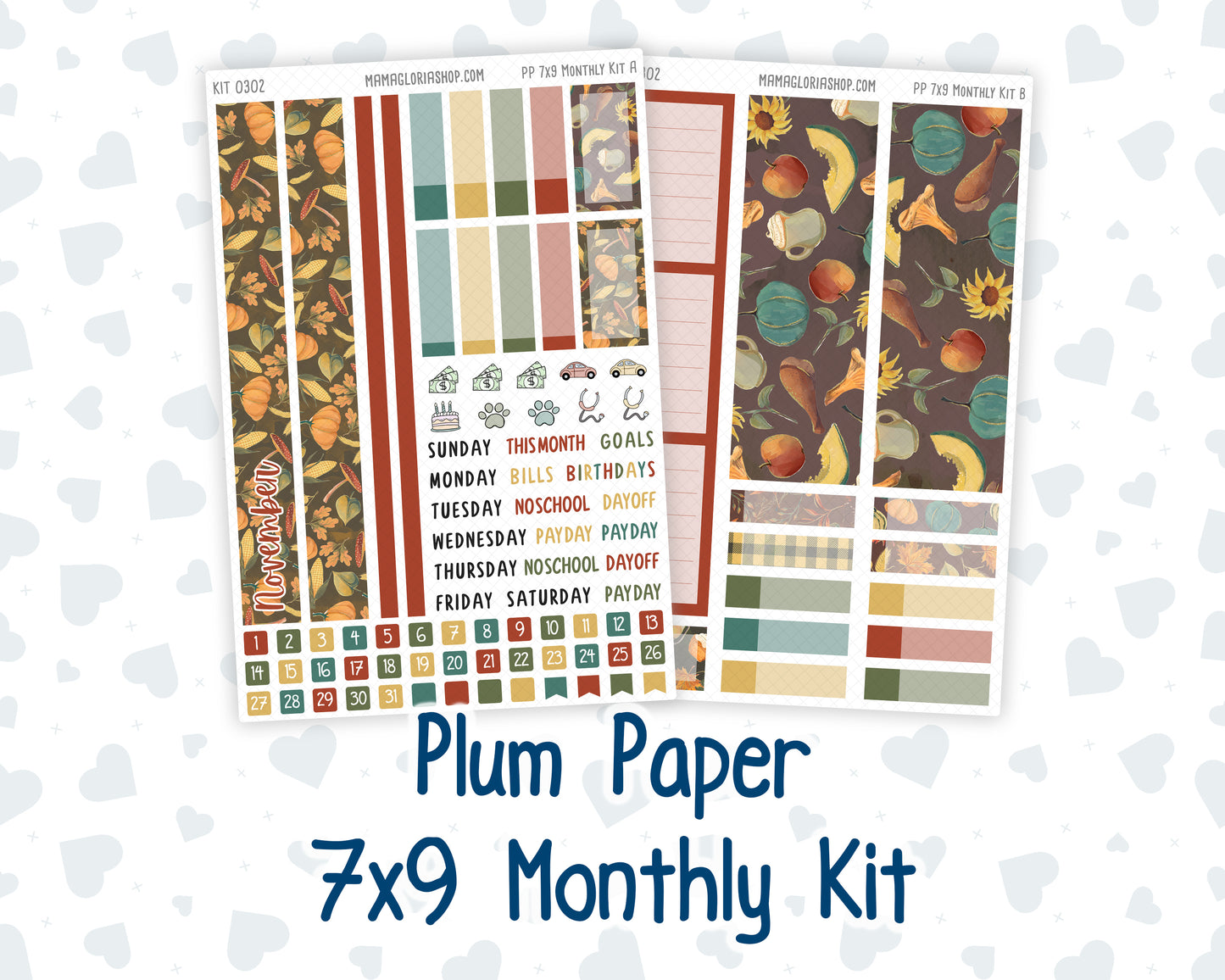 Kit 0302 - 7x9 - Plum Paper - Monthly Kit - November - Thankful Season