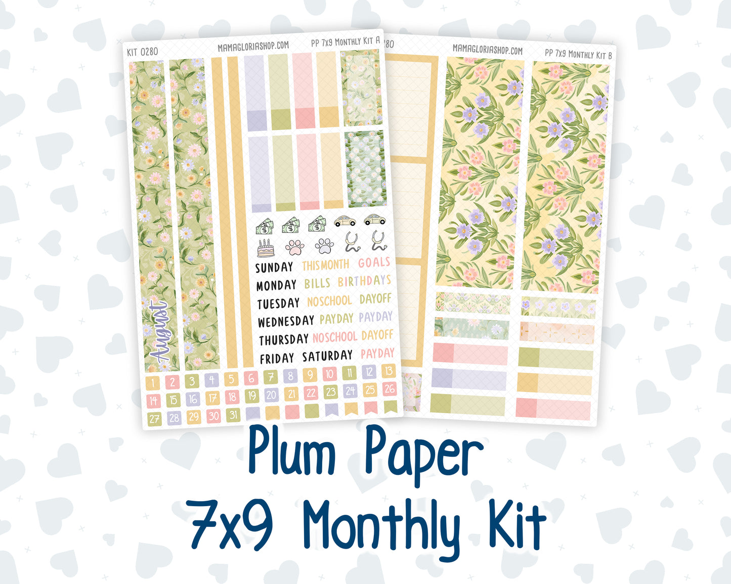 Kit 0280 - 7x9 - Plum Paper - Monthly Kit - Half Past Six In August
