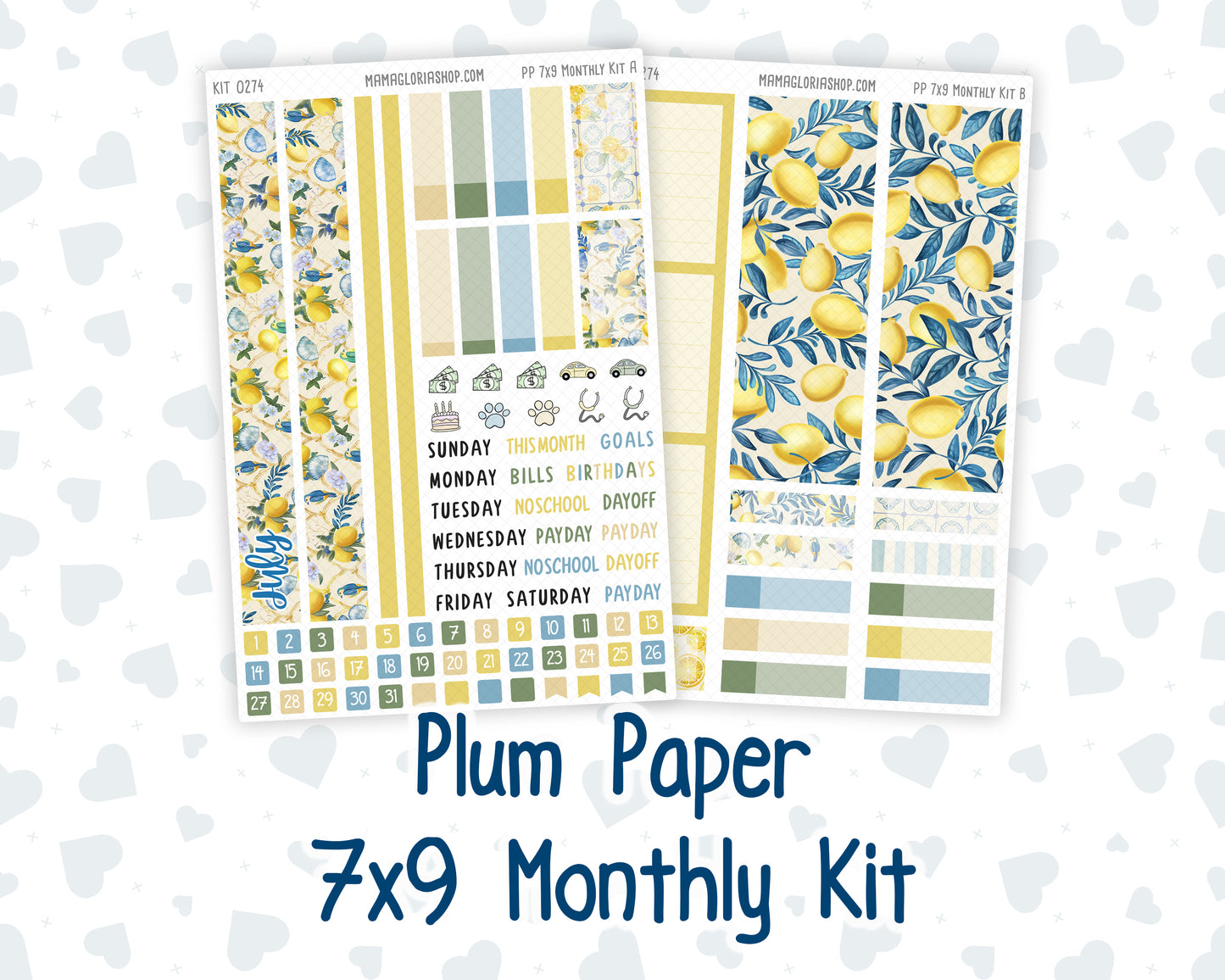 Kit 0274 - 7x9 - Plum Paper - Monthly Kit - July - Sunny Lemon Shore