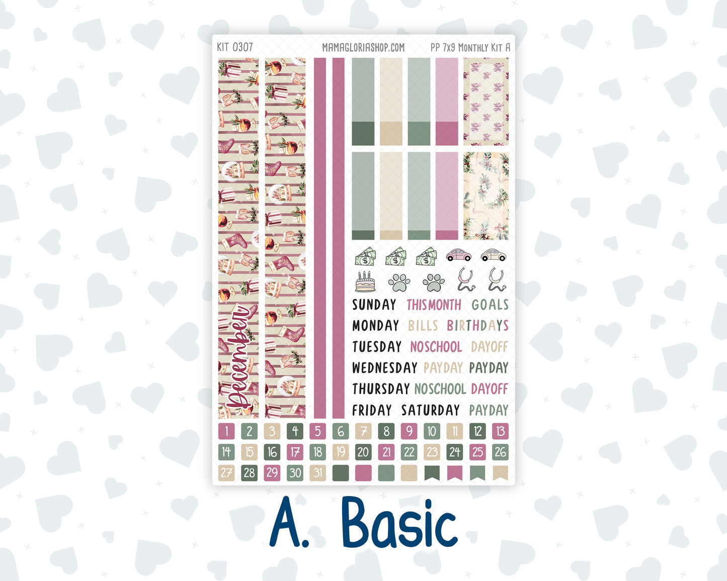 Kit 0307 - 7x9 - Plum Paper - Monthly Kit - December - Velvet Hearth