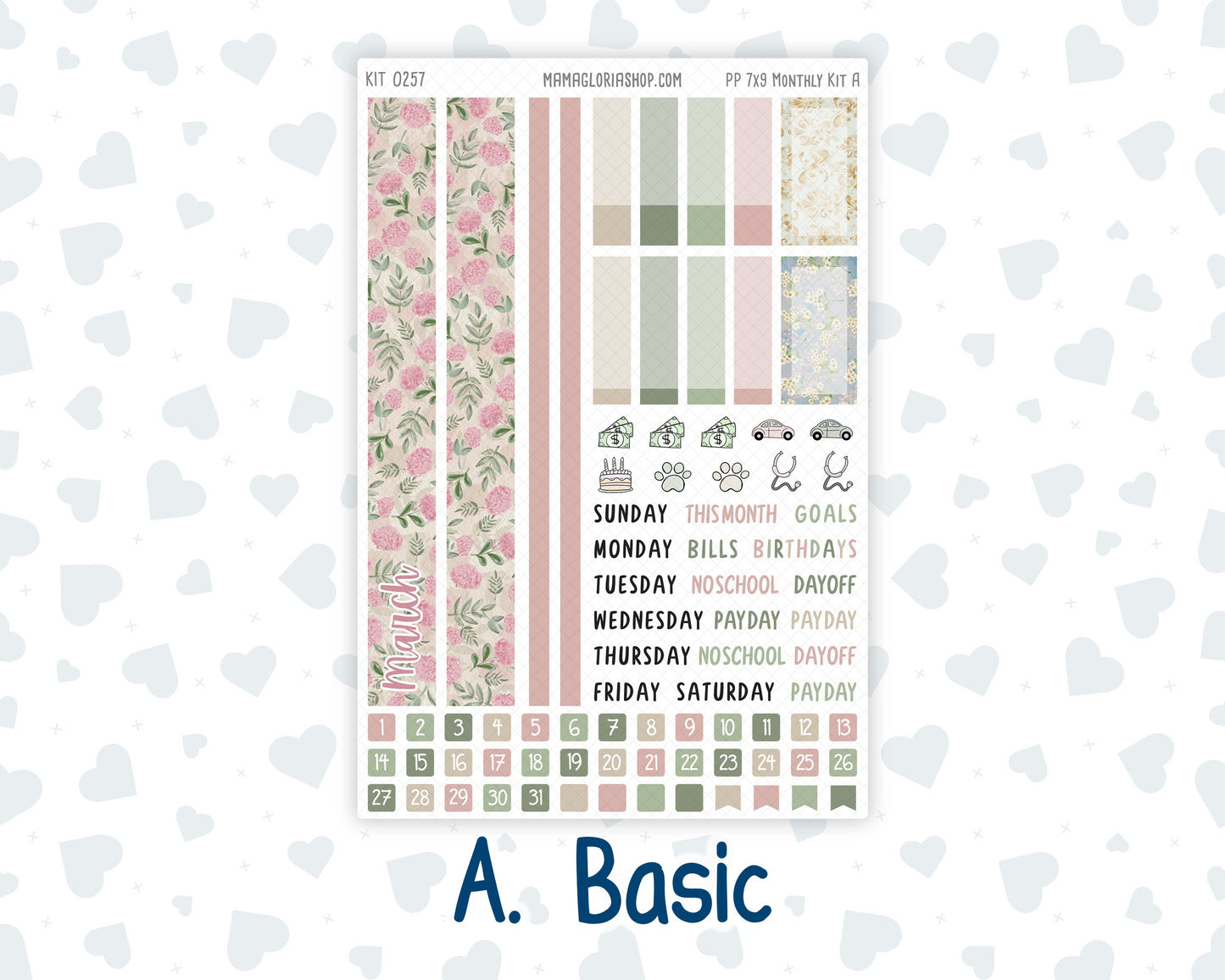 Kit 0257 - 7x9 - Plum Paper - Monthly Kit - March - Blush Garden