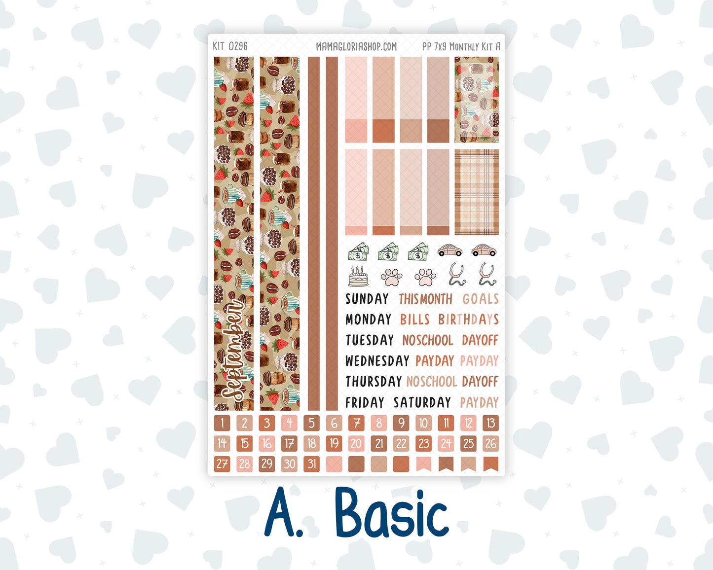 Kit 0296 - 7x9 - Plum Paper - Monthly Kit - September - Coffee Break