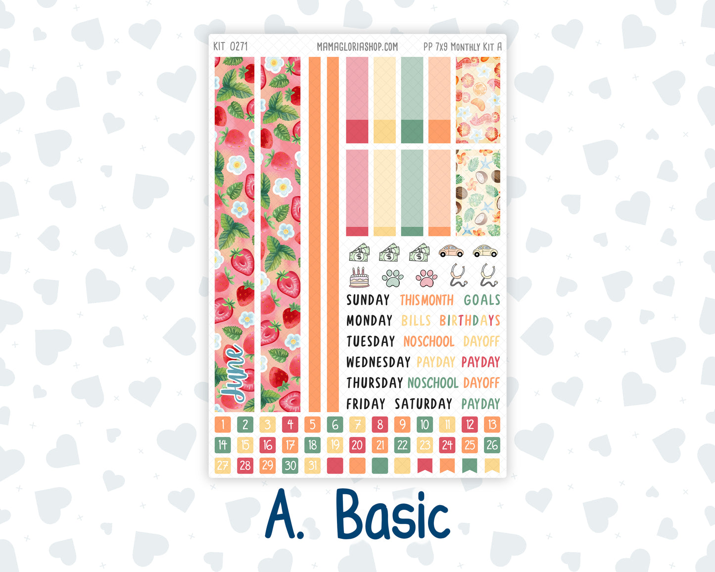 Kit 0271 - 7x9 - Plum Paper - Monthly Kit - June - Strawberry Shore