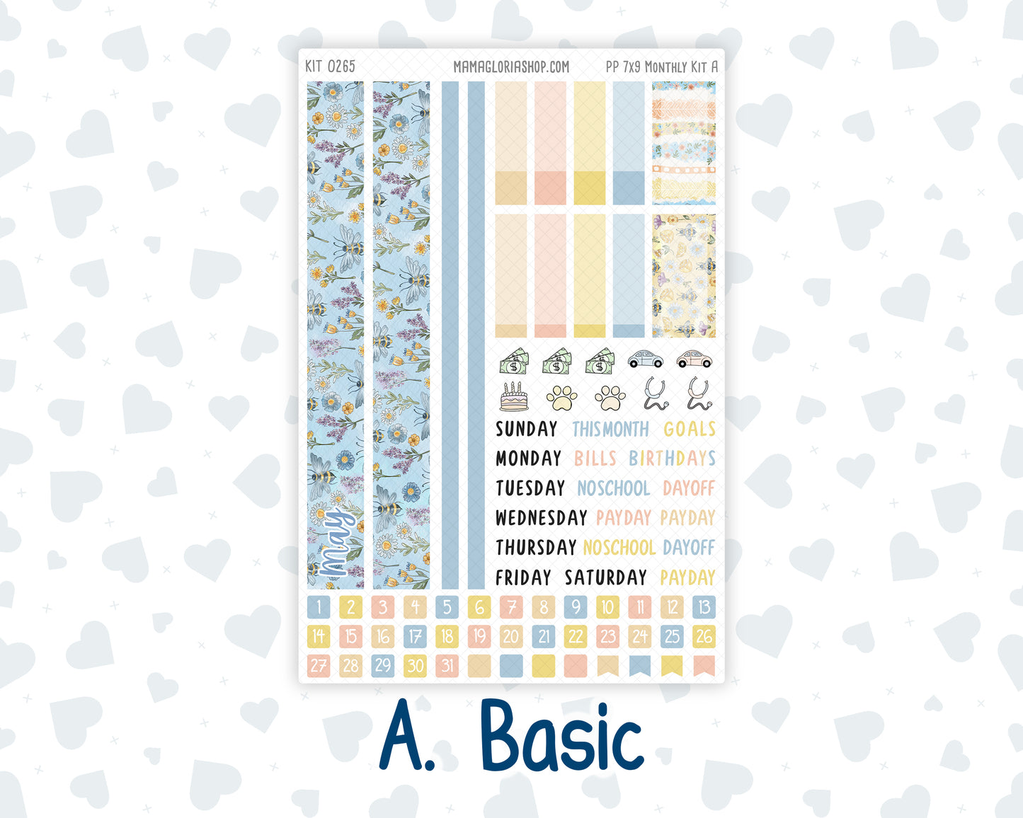 Kit 0265 - 7x9 - Plum Paper - Monthly Kit - May - Honeybee Sky