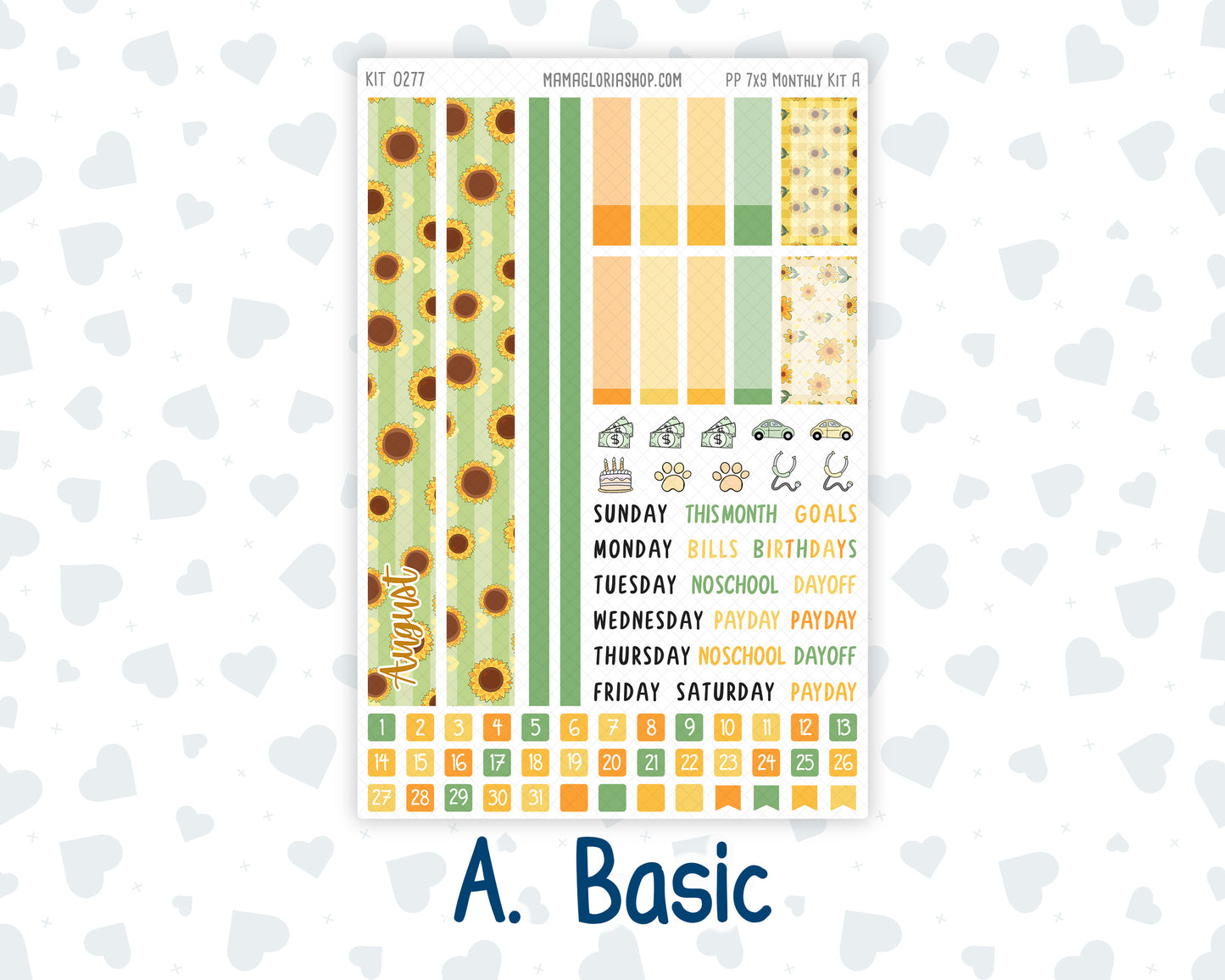 Kit 0277 - 7x9 - Plum Paper - Monthly Kit - August - Sunflower Drama Club