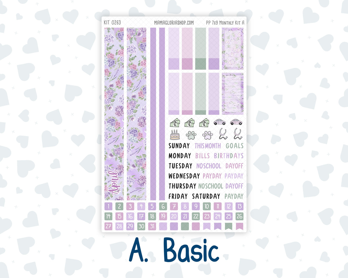 Kit 0263 - 7x9 - Plum Paper - Monthly Kit - April - Lavender Drift