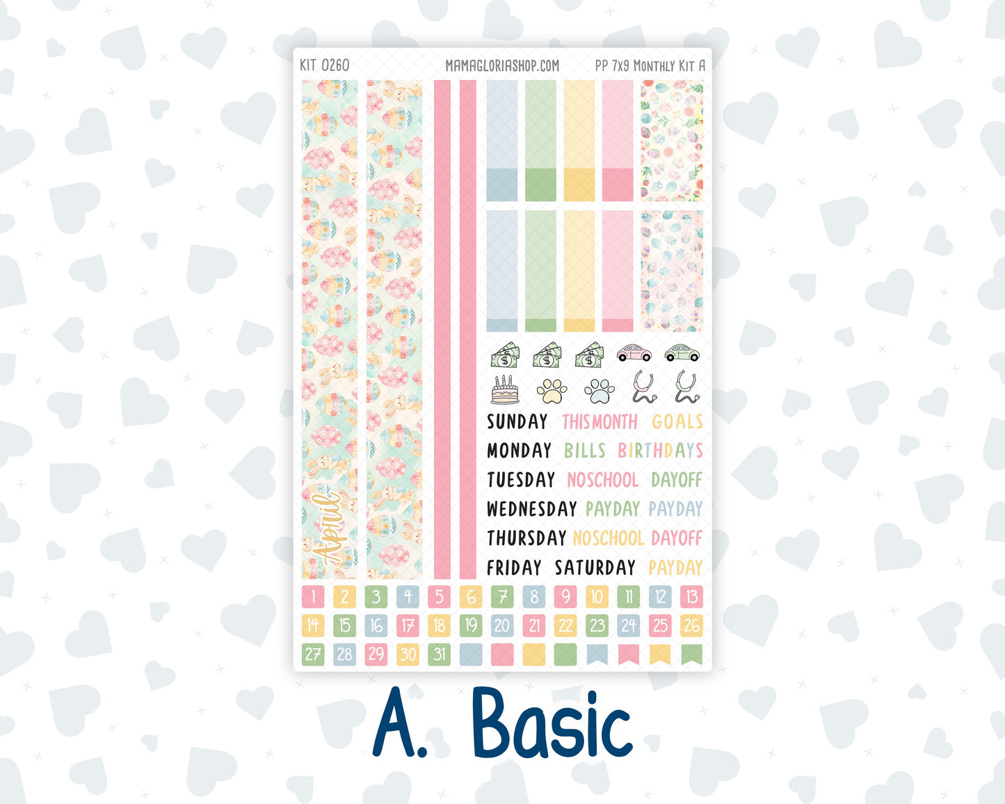 Kit 0260 - 7x9 - Plum Paper - Monthly Kit - April - Pastel Egg Hunt