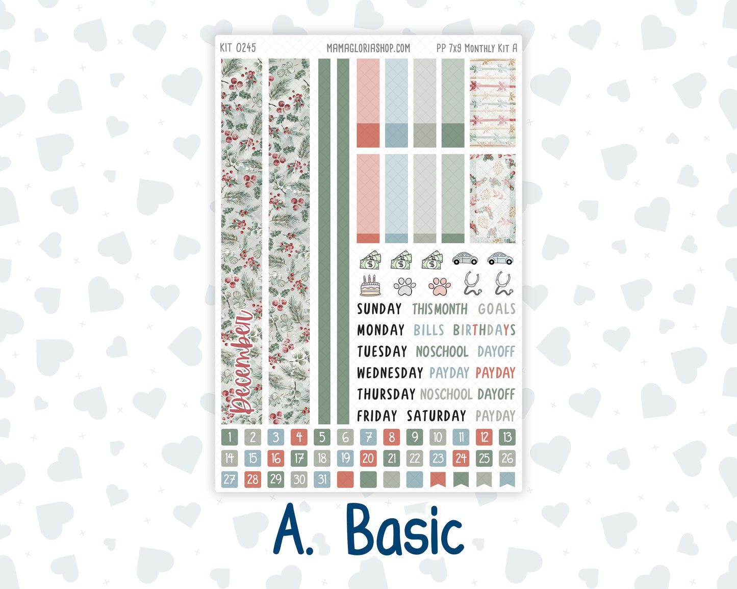 Kit 0245 - 7x9 - Plum Paper - Monthly Kit - December - Vintage Christmas