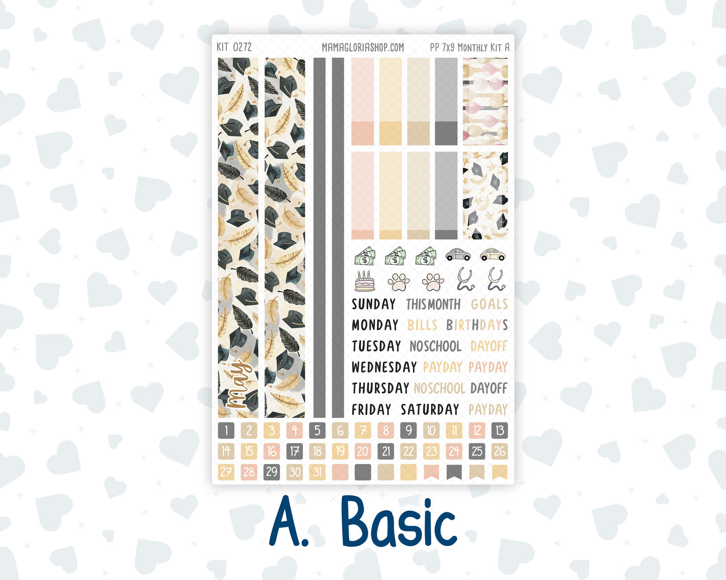 Kit 0272 - 7x9 - Plum Paper - Monthly Kit - May - Graduation