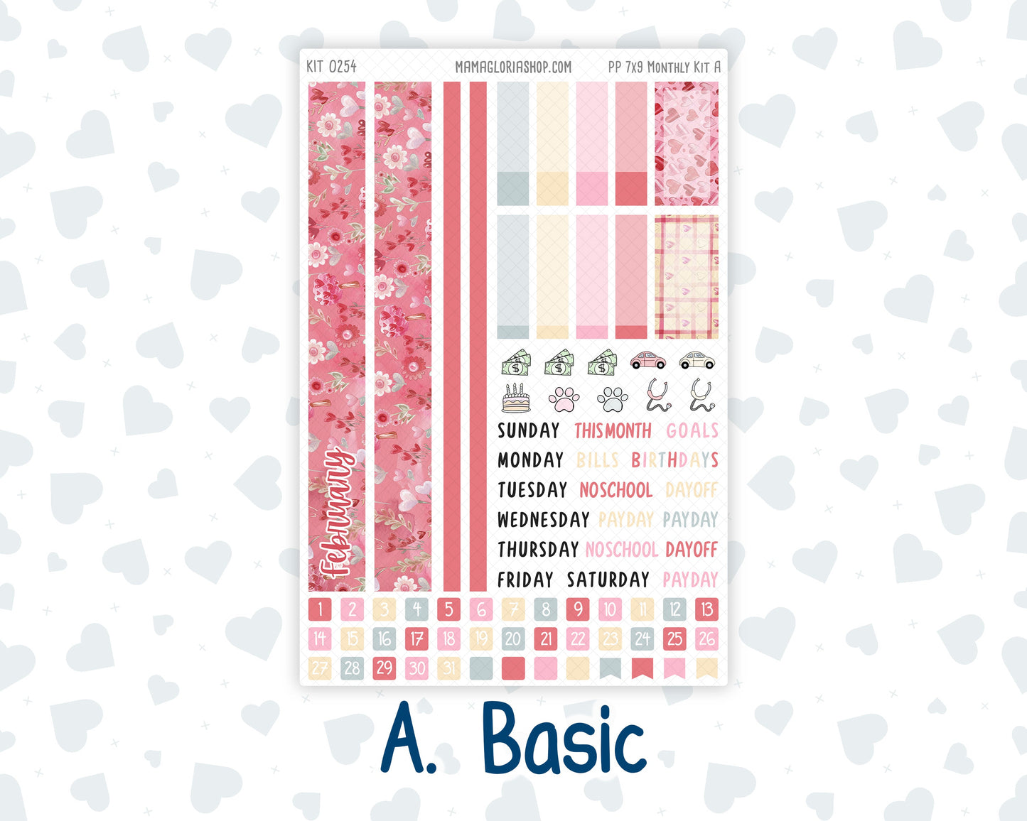 Kit 0254 - 7x9 - Plum Paper - Monthly Kit - February - Valentine Village