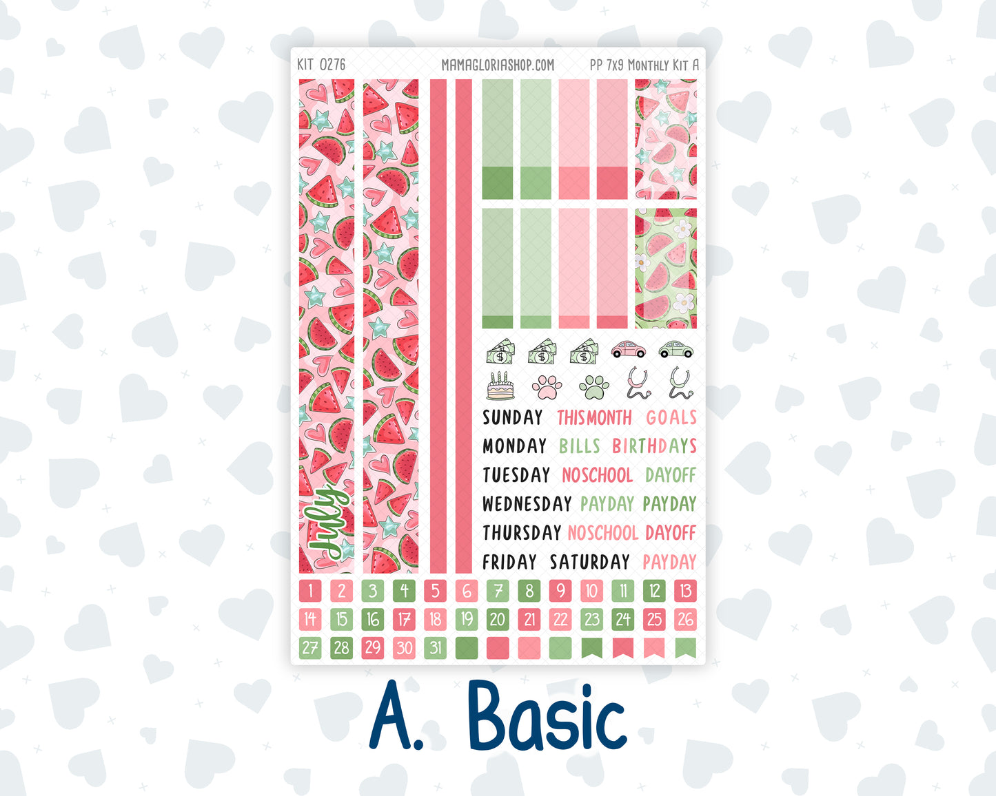 Kit 0276 - 7x9 - Plum Paper - Monthly Kit - July - Melon Crush