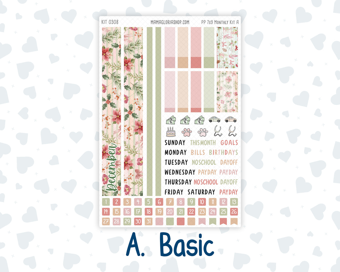 Kit 0308 - 7x9 - Plum Paper - Monthly Kit - December - Knit & Holly