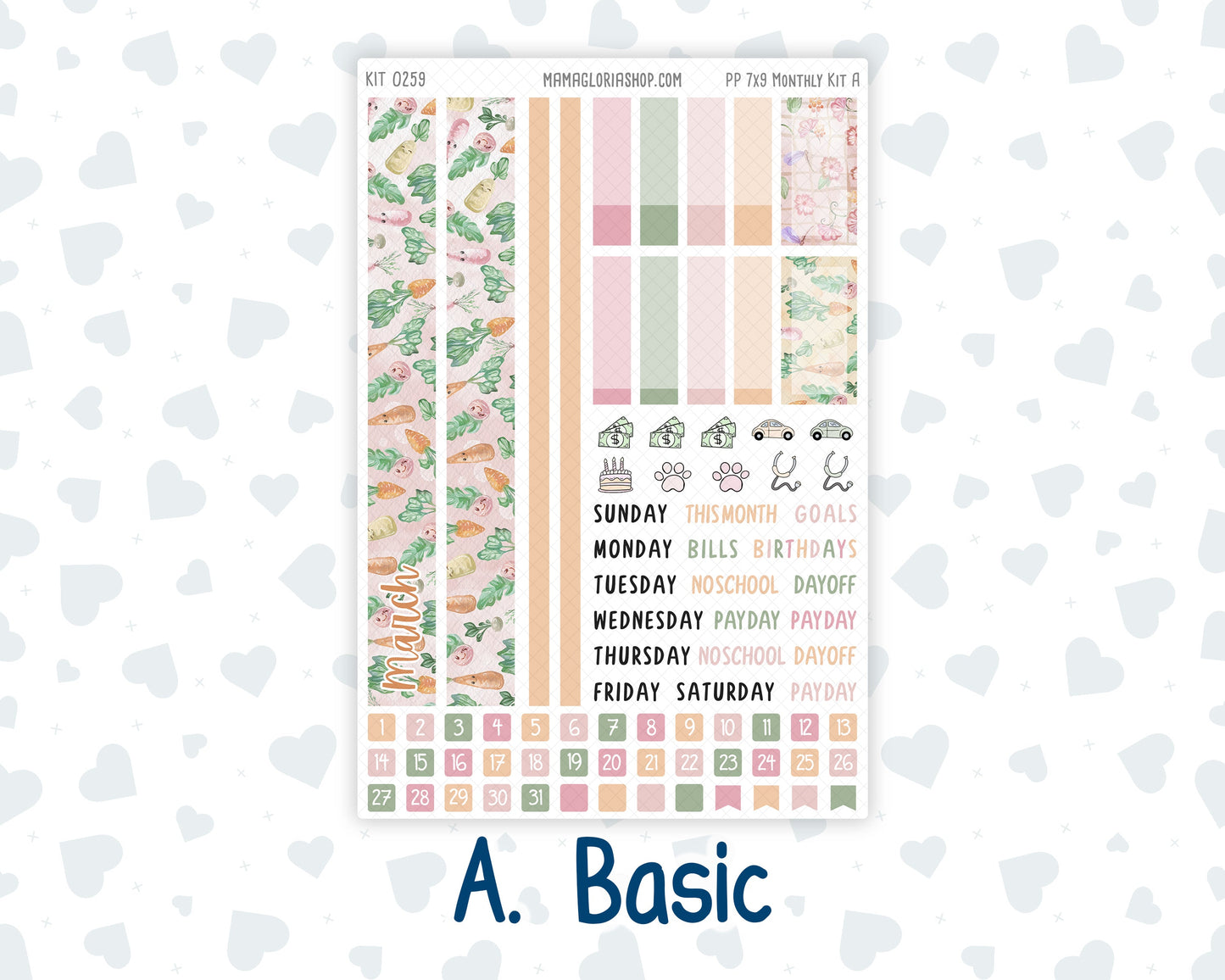 Kit 0259 - 7x9 - Plum Paper - Monthly Kit - March - Spring Garden Chores
