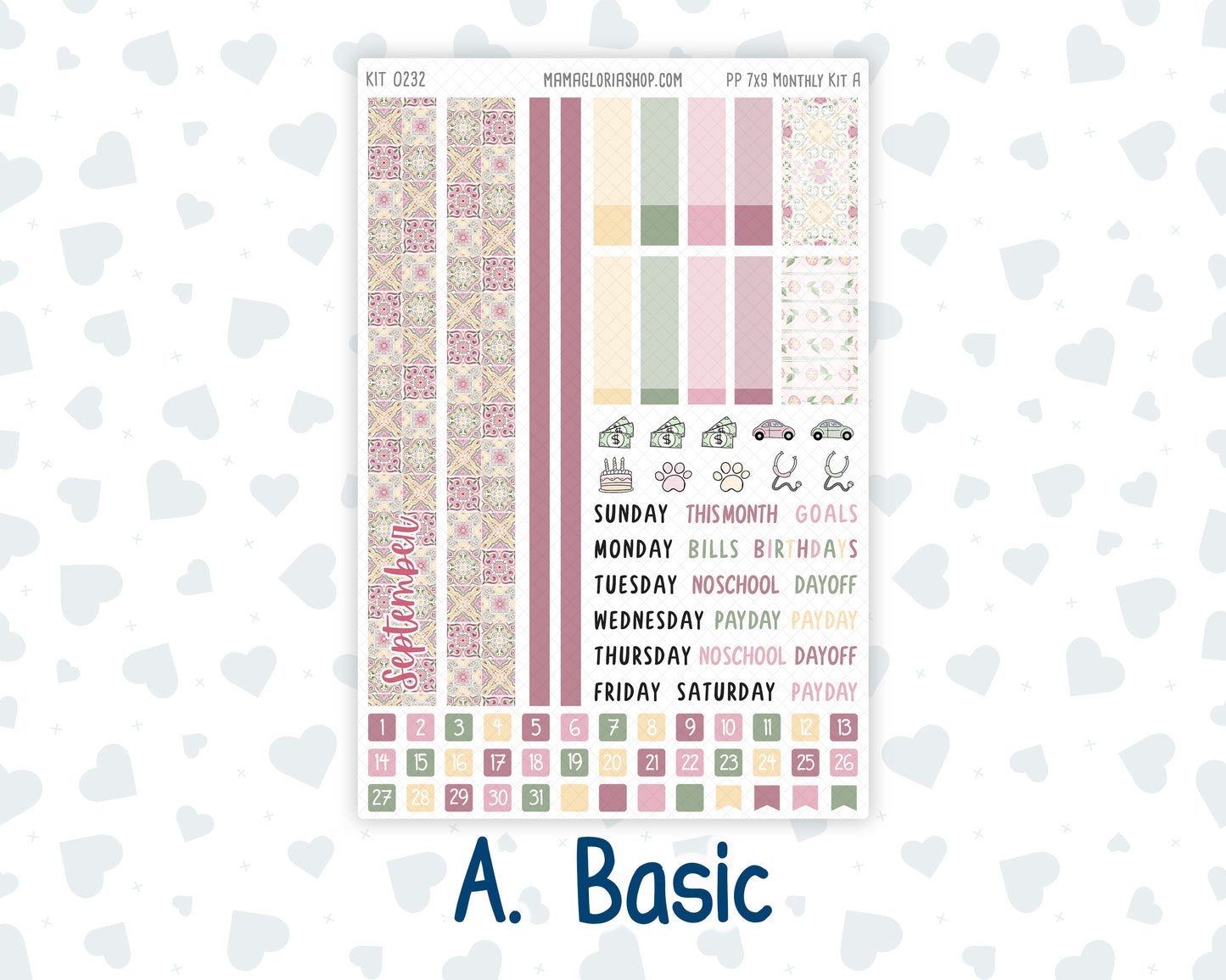 Kit 0232 - 7x9 - Plum Paper - Monthly Kit - September - Heirloom Garden