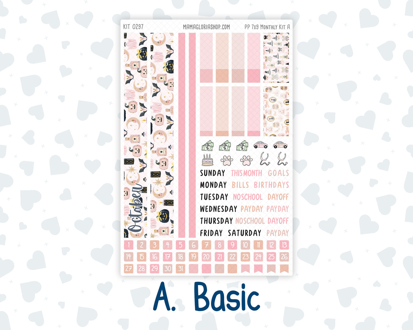 Kit 0297 - 7x9 - Plum Paper - Monthly Kit - October - Pink Spell