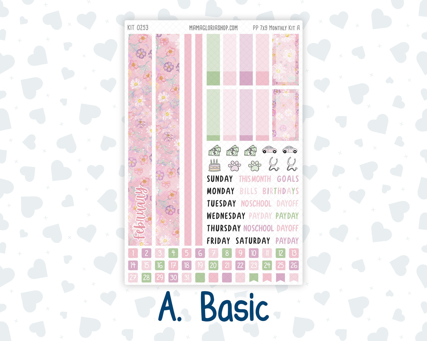 Kit 0253 - 7x9 - Plum Paper - Monthly Kit - February - Rosy Daydreams