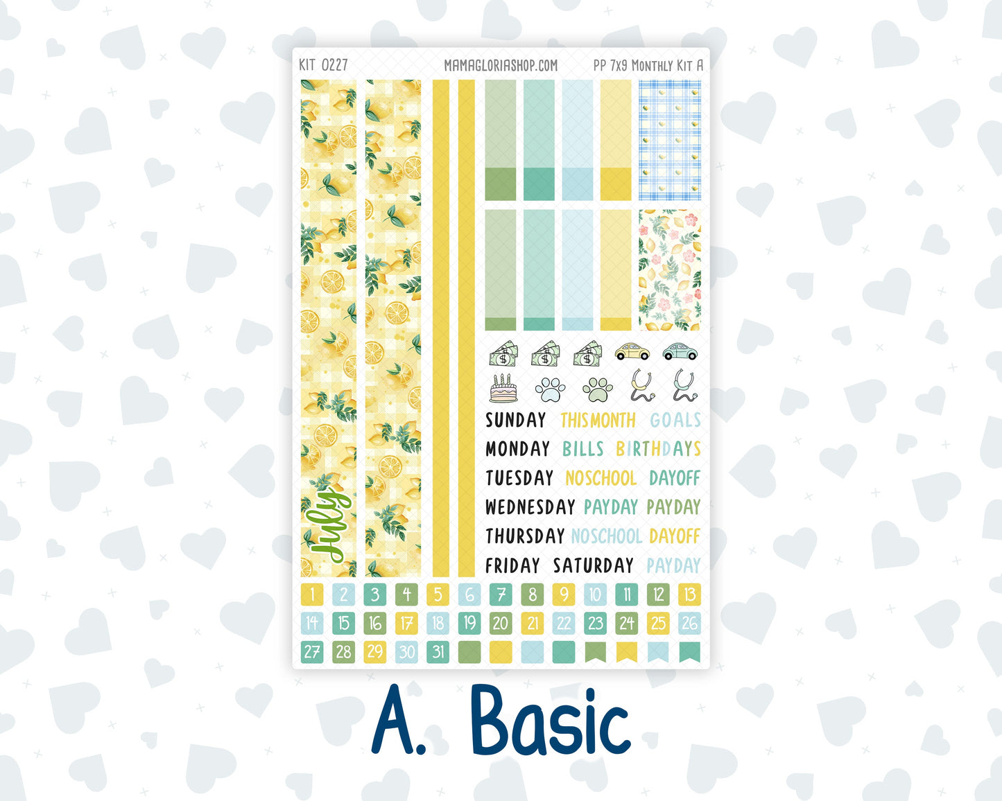 Kit 0227 - 7x9 - Plum Paper - Monthly Kit - July - Lemon Grove