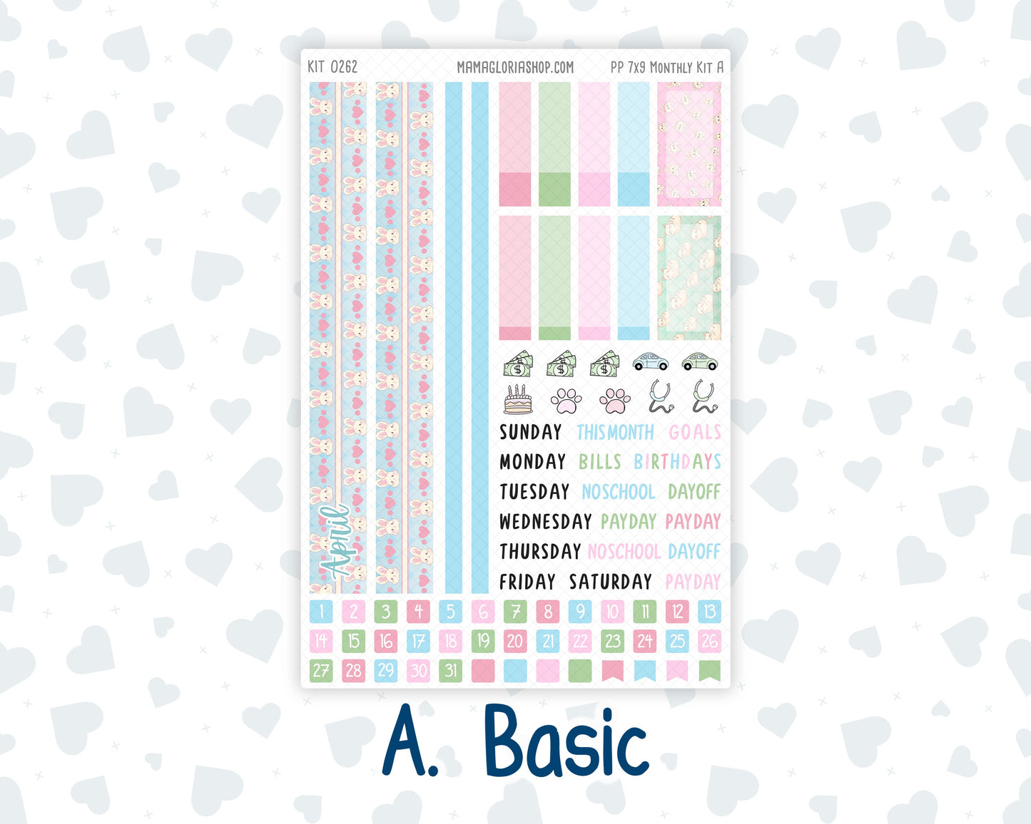 Kit 0262 - 7x9 - Plum Paper - Monthly Kit - April - Spring Puffs