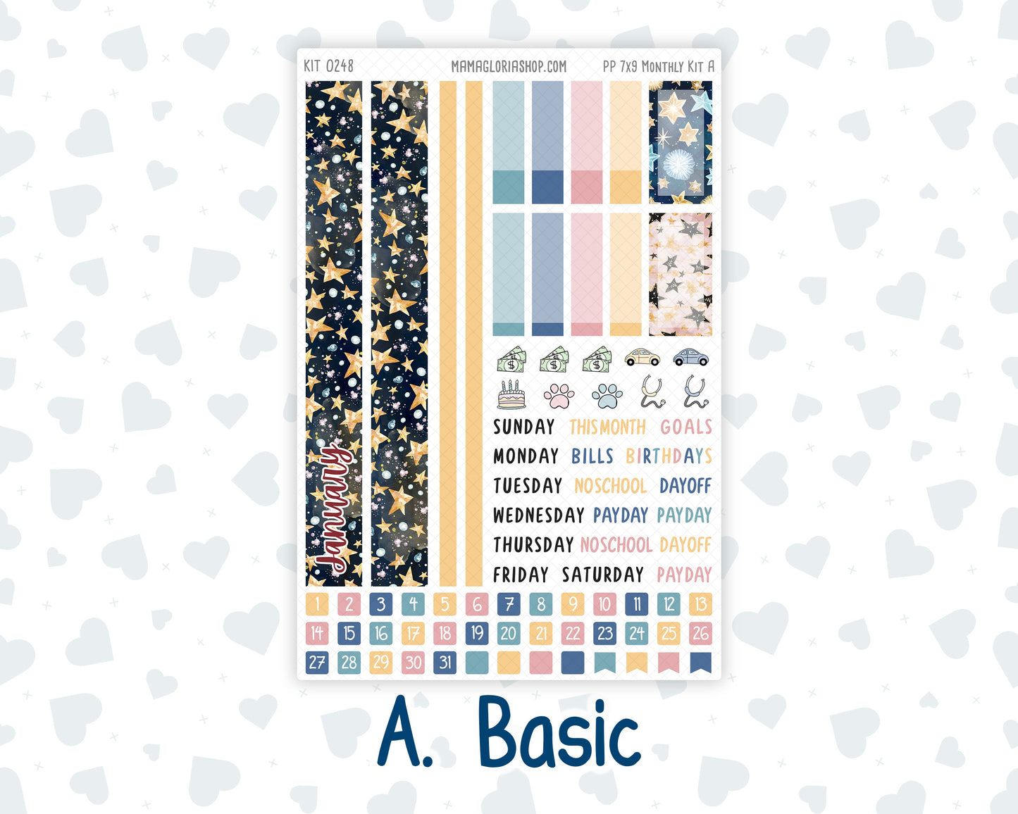 Kit 0248 - 7x9 - Plum Paper - Monthly Kit - January - Midnight Countdown