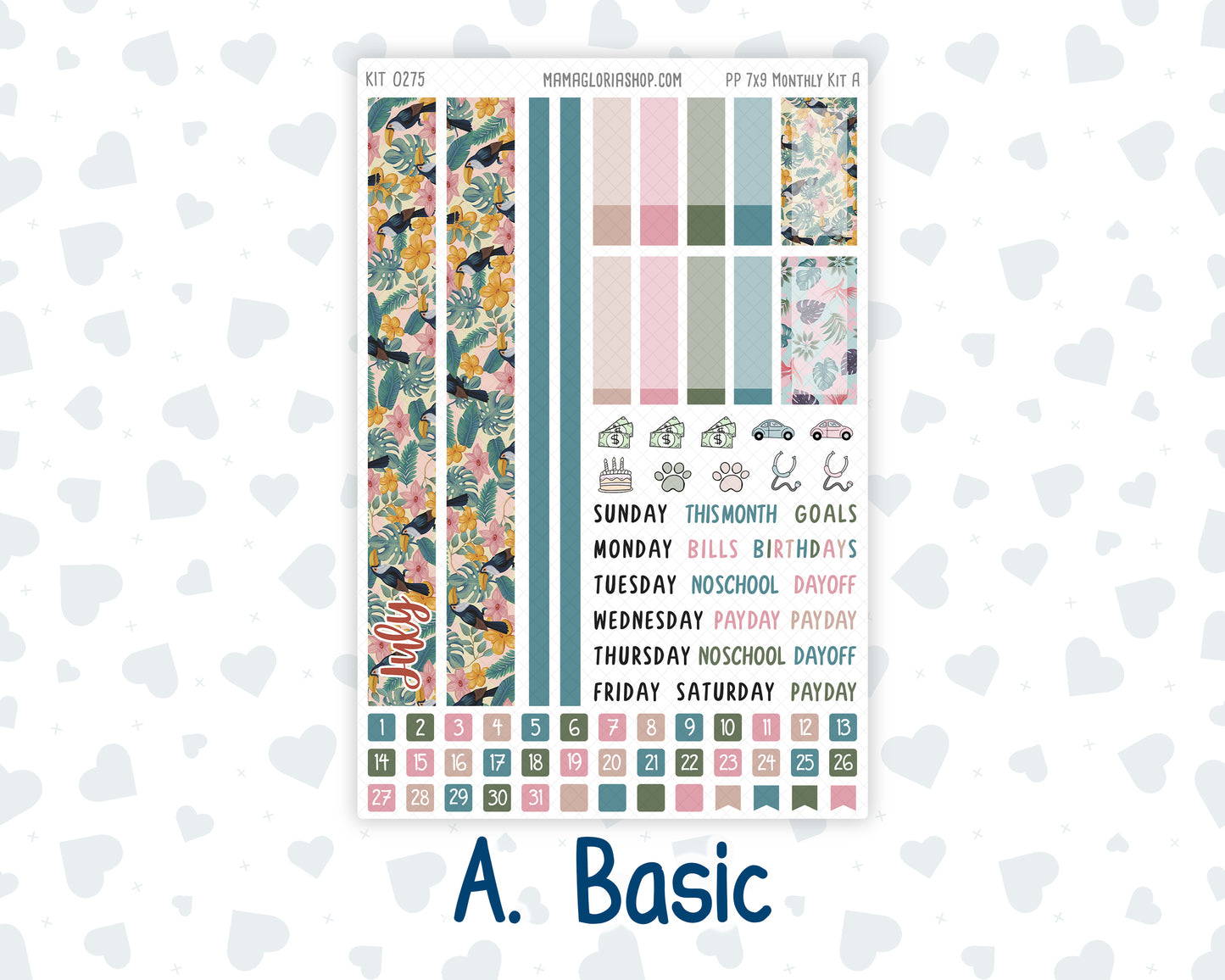 Kit 0275 - 7x9 - Plum Paper - Monthly Kit - July - Tropical Safari Blush