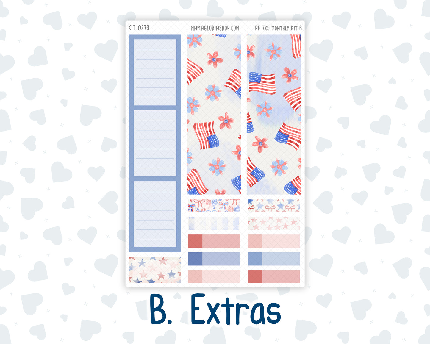 Kit 0273 - 7x9 - Plum Paper - Monthly Kit - July - Americana In Bloom