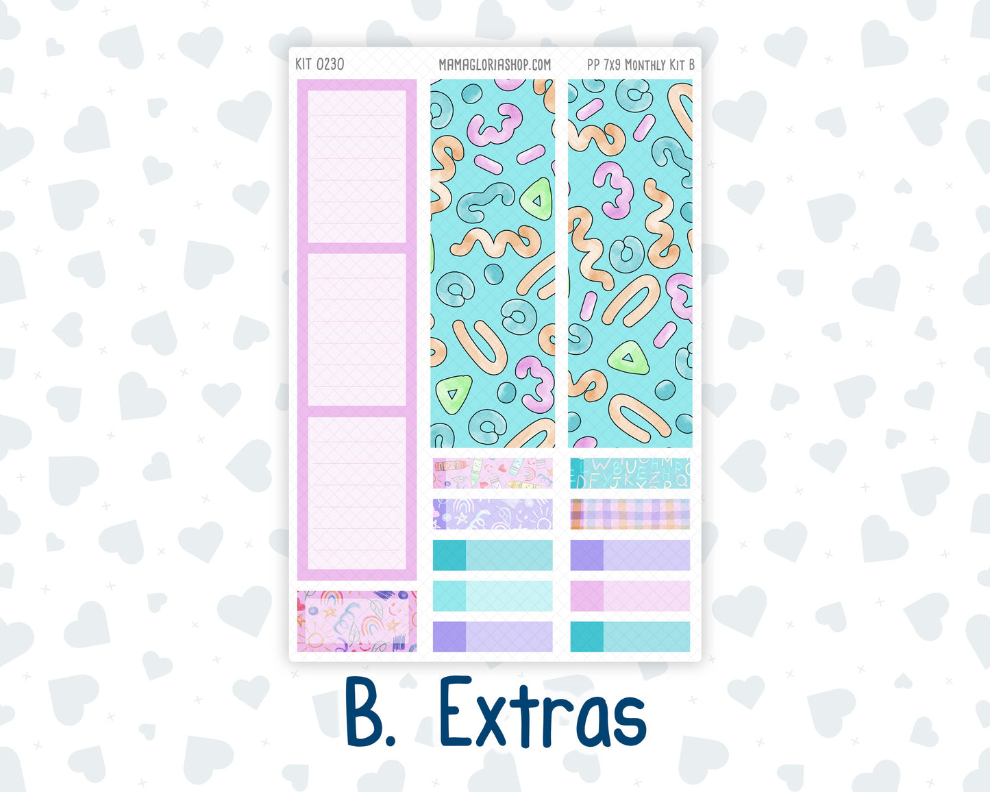Kit 0230 - 7x9 - Plum Paper - Monthly Kit - August - School Daze