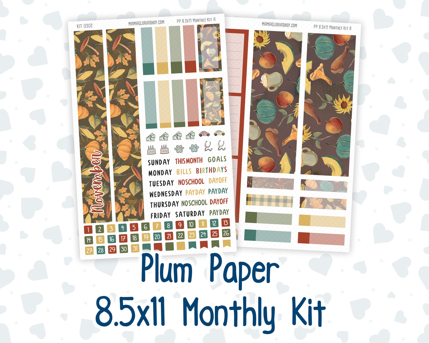 Kit 0302 - 8.5x11 - Plum Paper - Monthly Kit - November - Thankful Season