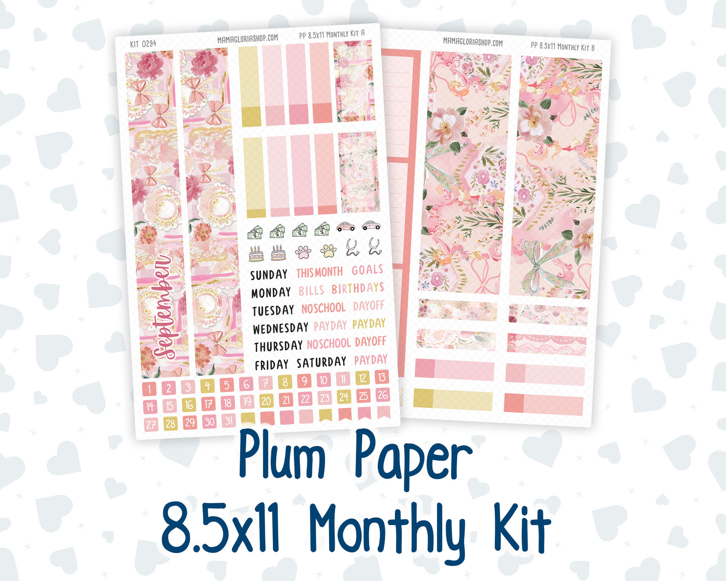 Kit 0294 - 8.5x11 - Plum Paper - Monthly Kit - September - Rosy Reveria