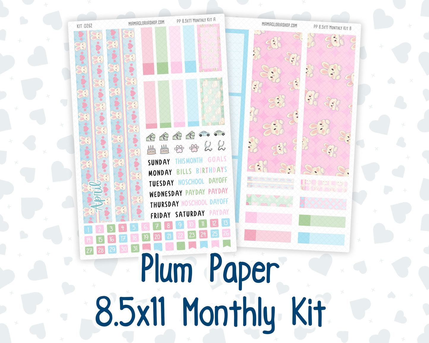 Kit 0262 - 8.5x11 - Plum Paper - Monthly Kit - April - Spring Puffs