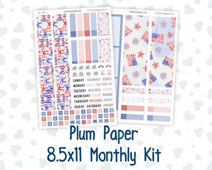 Kit 0273 - 8.5x11 - Plum Paper - Monthly Kit - July - Americana In Bloom