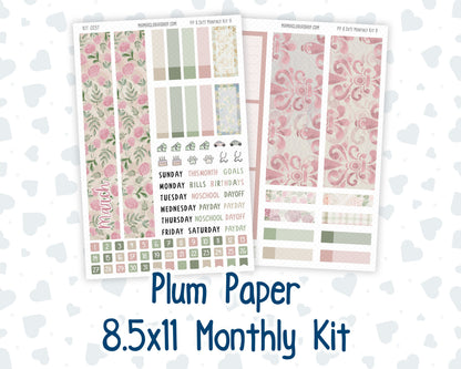 Kit 0257 - 8.5x11 - Plum Paper - Monthly Kit - March - Blush Garden