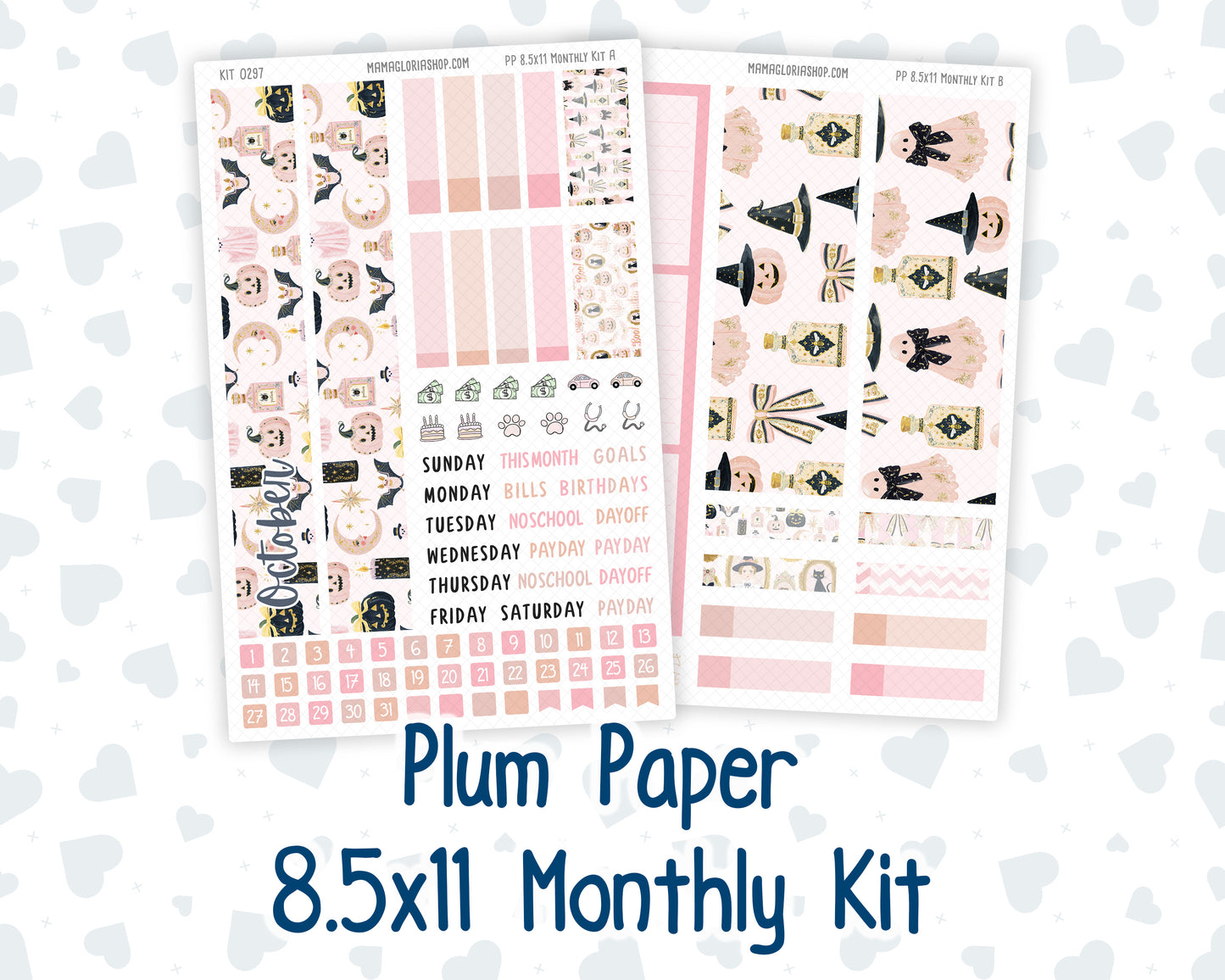 Kit 0297 - 8.5x11 - Plum Paper - Monthly Kit - October - Pink Spell
