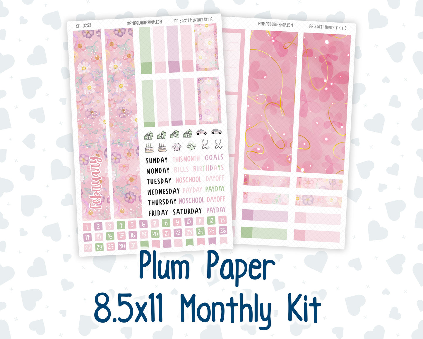 Kit 0253 - 8.5x11 - Plum Paper - Monthly Kit - February - Rosy Daydreams