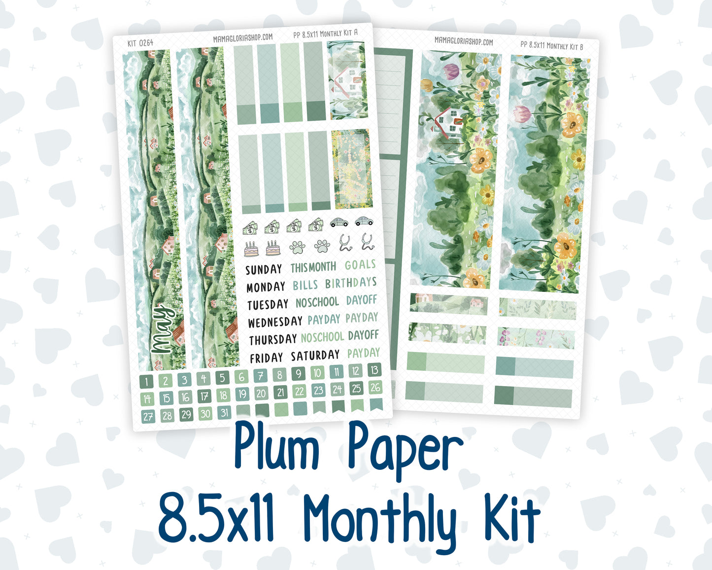Kit 0264 - 8.5x11 - Plum Paper - Monthly Kit - May - Spring Walk
