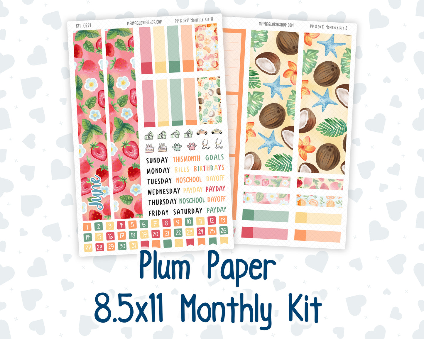 Kit 0271 - 8.5x11 - Plum Paper - Monthly Kit - June - Strawberry Shore