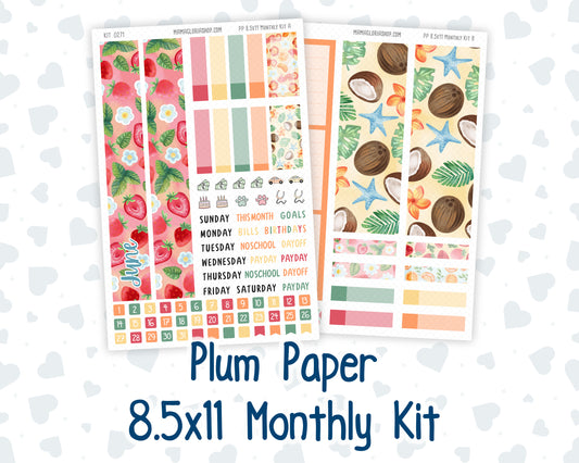 Kit 0271 - 8.5x11 - Plum Paper - Monthly Kit - June - Strawberry Shore
