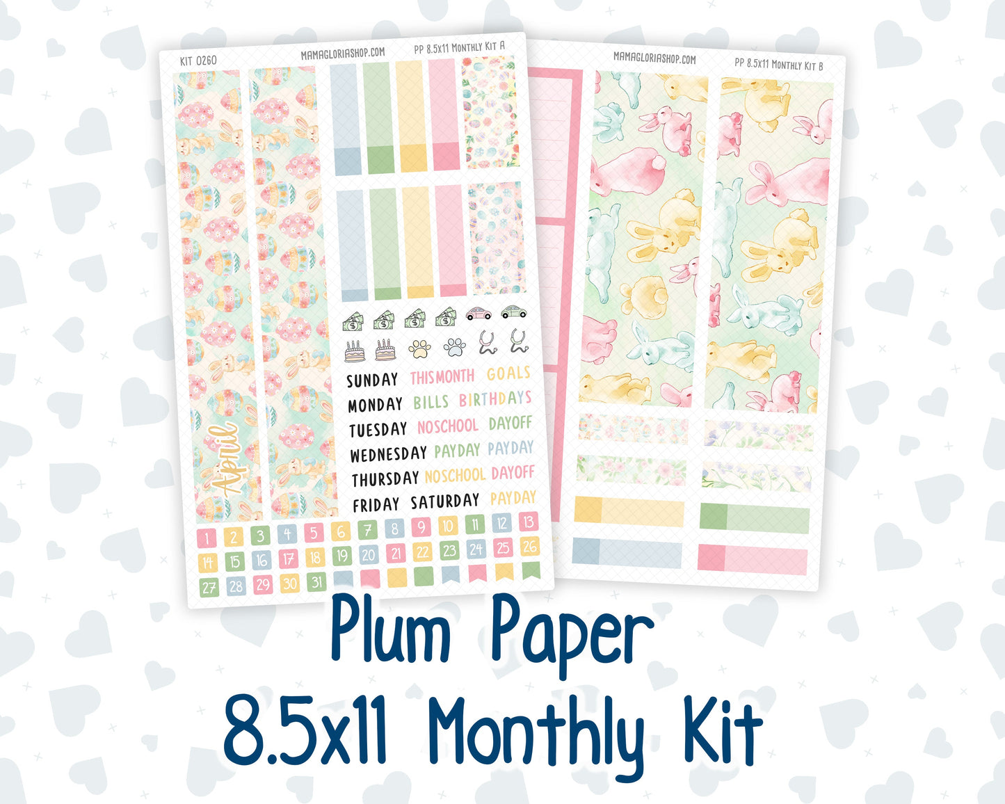 Kit 0260 - 8.5x11 - Plum Paper - Monthly Kit - April - Pastel Egg Hunt
