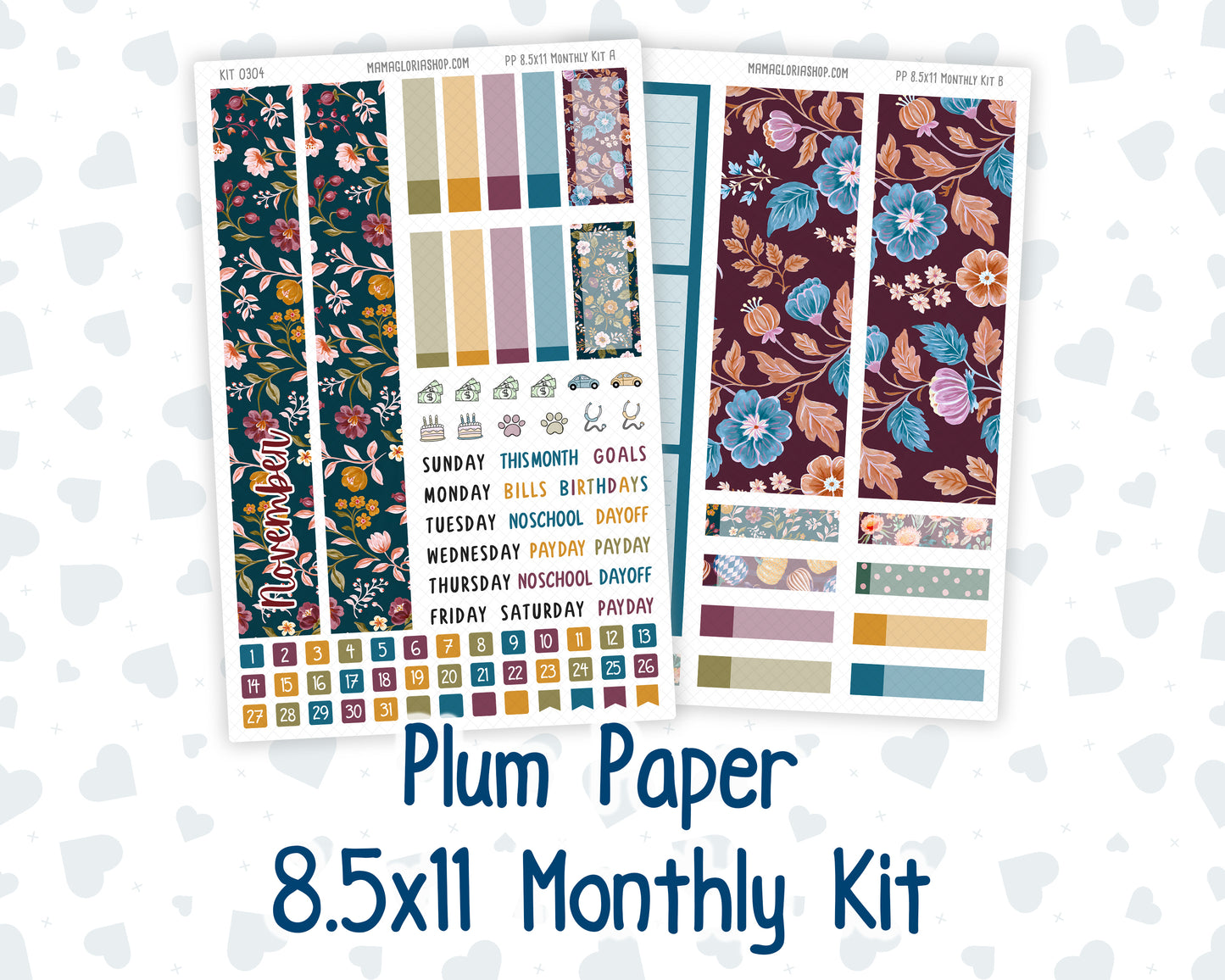 Kit 0304 - 8.5x11 - Plum Paper - Monthly Kit - November - Autumn In Bloom