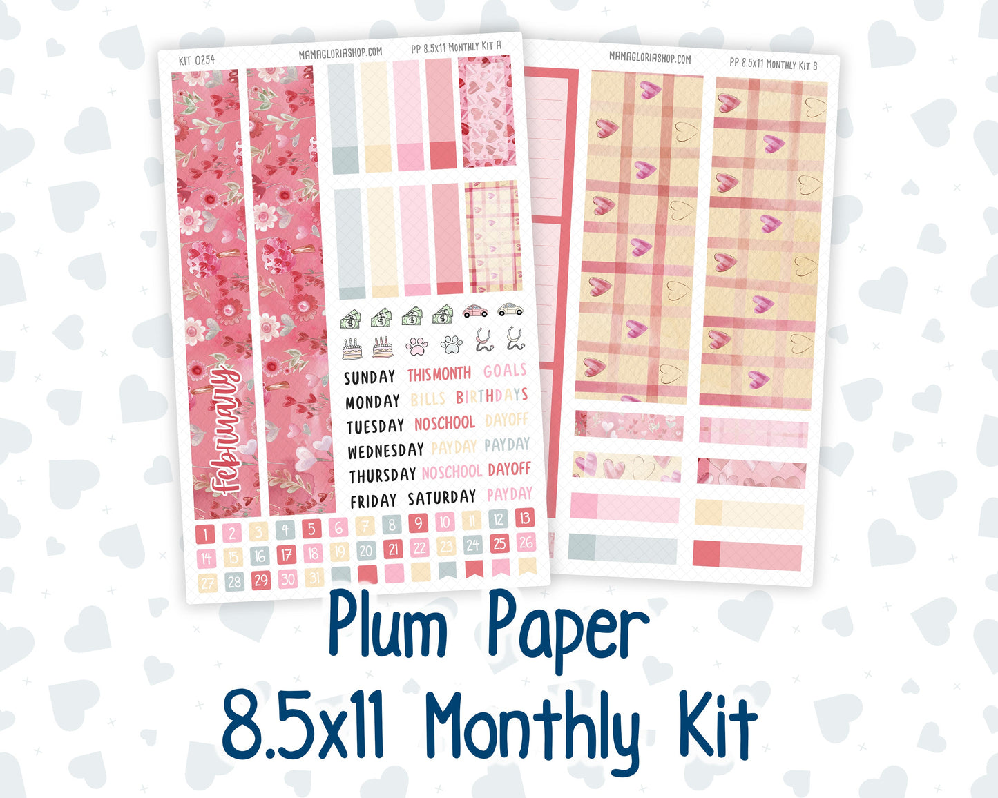 Kit 0254 - 8.5x11 - Plum Paper - Monthly Kit - February - Valentine Village