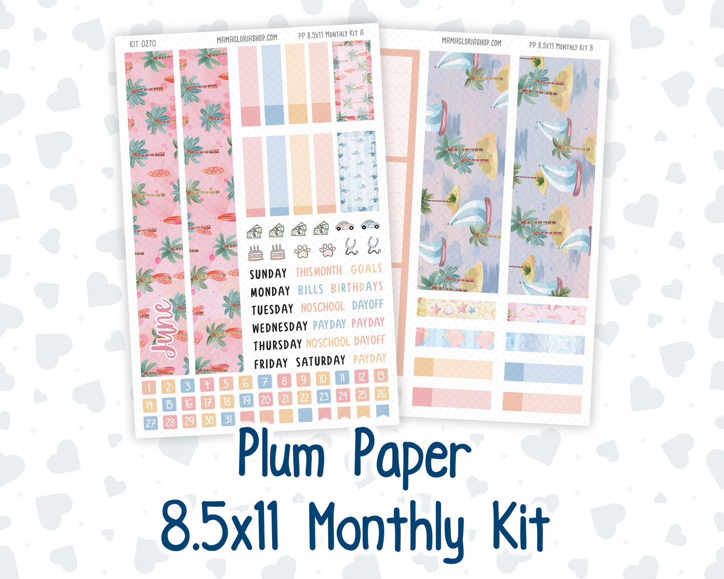 Kit 0270 - 8.5x11 - Plum Paper - Monthly Kit - June - Beachside Bliss