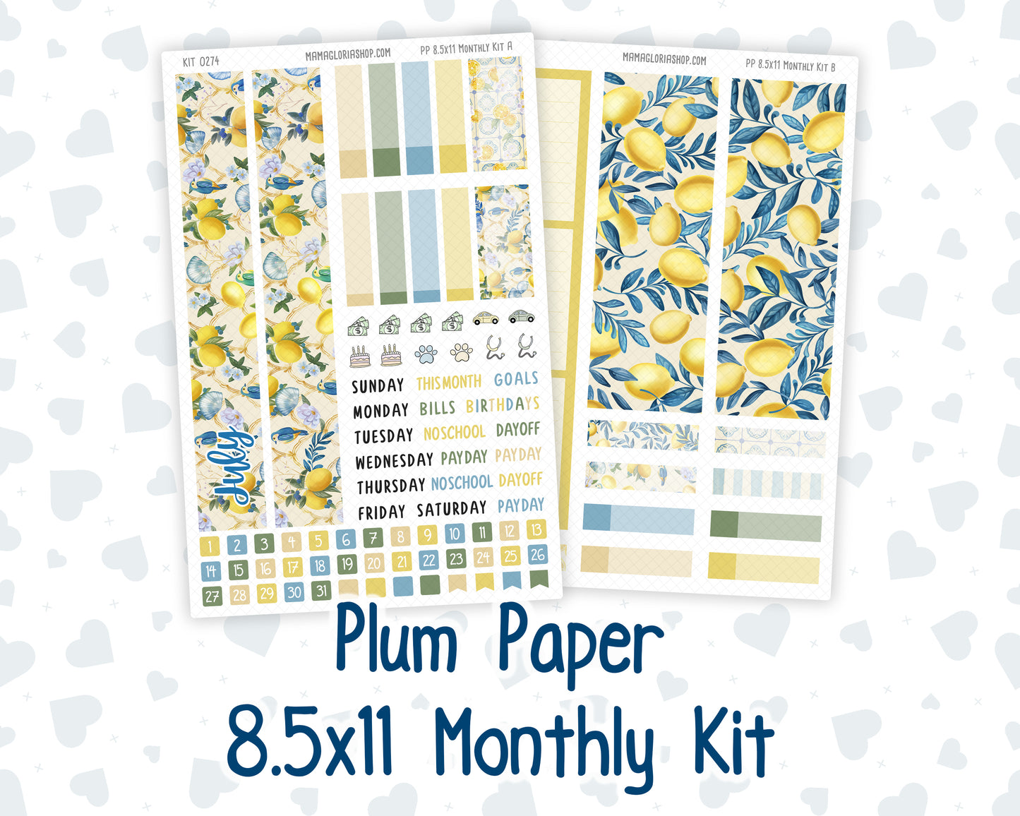 Kit 0274 - 8.5x11 - Plum Paper - Monthly Kit - July - Sunny Lemon Shore