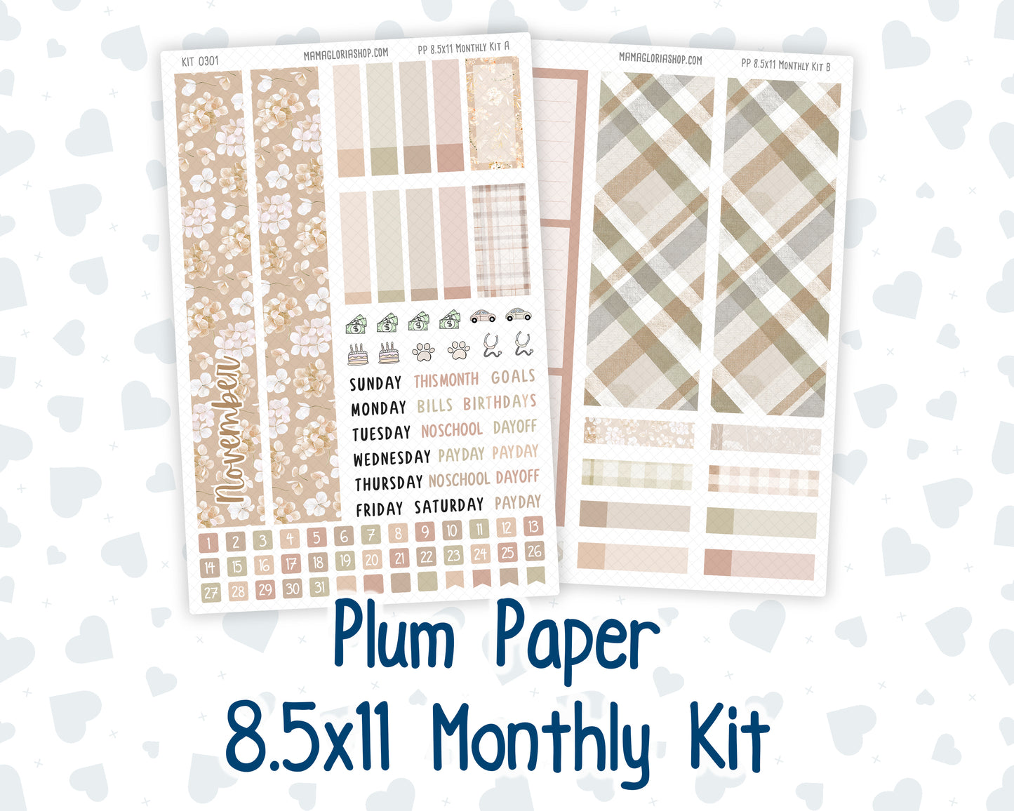 Kit 0301 - 8.5x11 - Plum Paper - Monthly Kit - November - Sunday Comfort