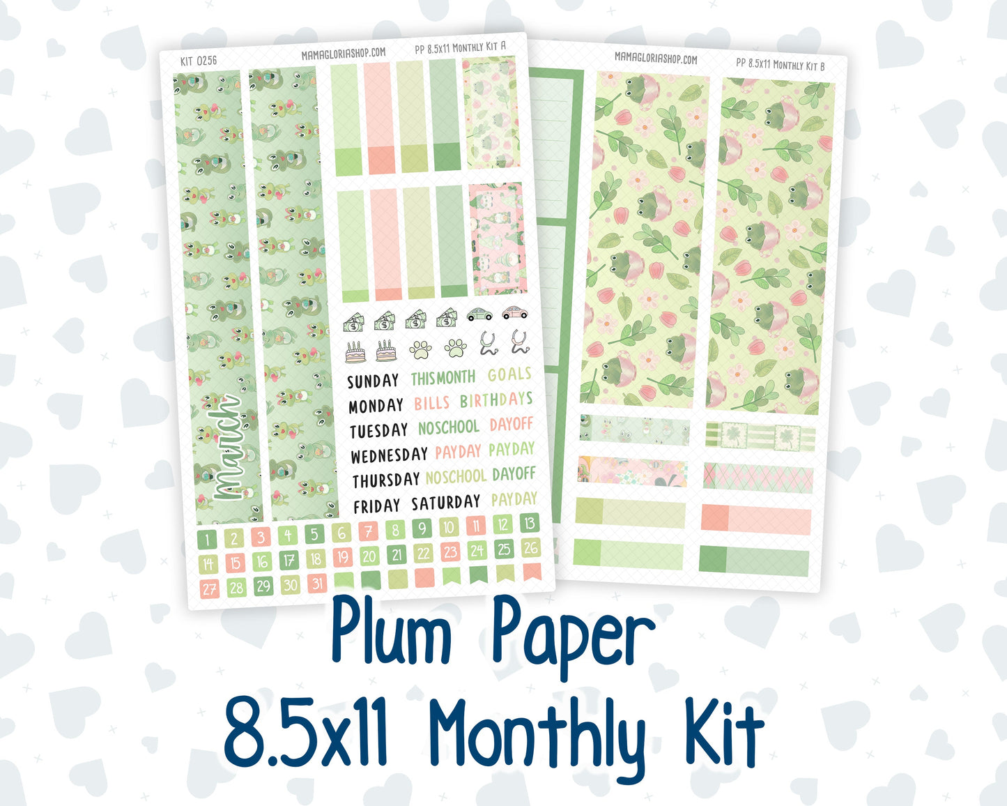 Kit 0256 - 8.5x11 - Plum Paper - Monthly Kit - March - Froggy Luck