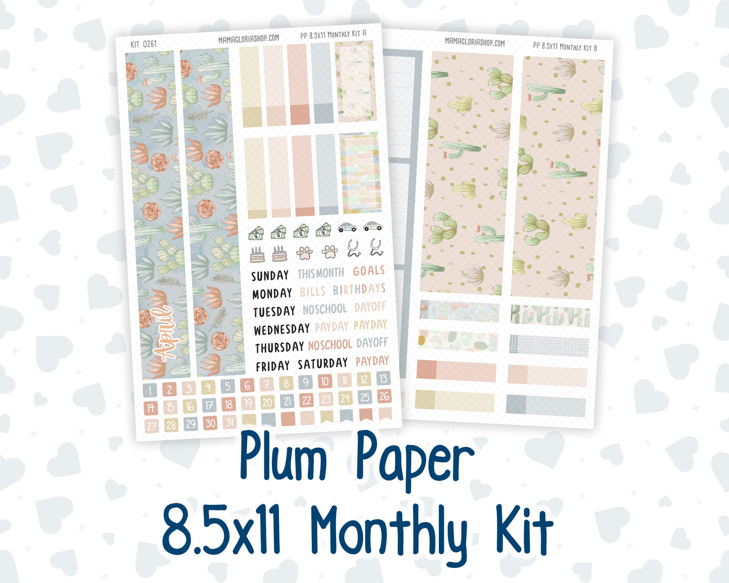 Kit 0261 - 8.5x11 - Plum Paper - Monthly Kit - April - Llama Spring