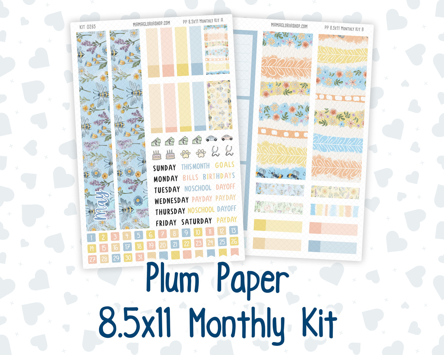 Kit 0265 - 8.5x11 - Plum Paper - Monthly Kit - May - Honeybee Sky