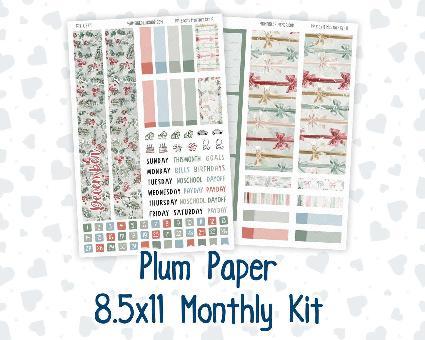 Kit 0245 - 8.5x11 - Plum Paper - Monthly Kit - December - Vintage Christmas