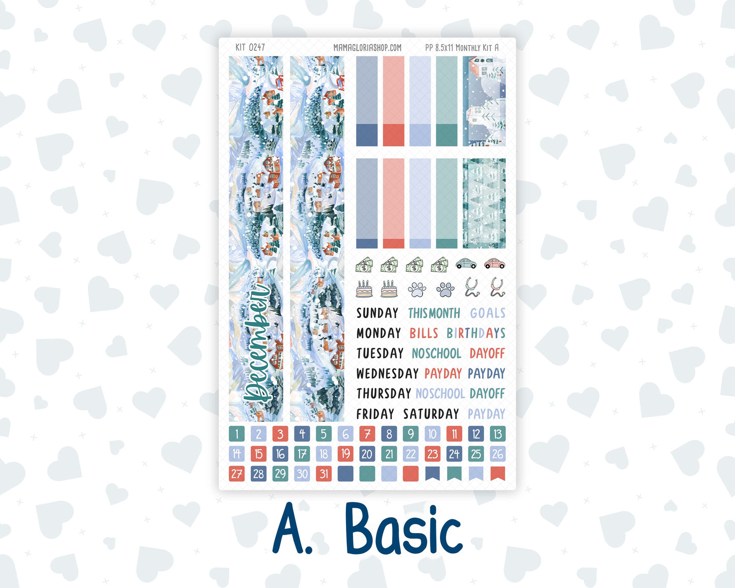 Kit 0247 - 8.5x11 - Plum Paper - Monthly Kit - December - Snow Day Adventures